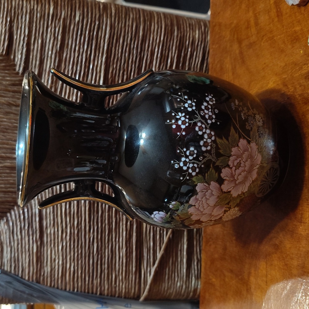 Black Floral Ceramic Decorative Vase - Elegant Home Accent